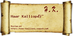 Haar Kalliopé névjegykártya